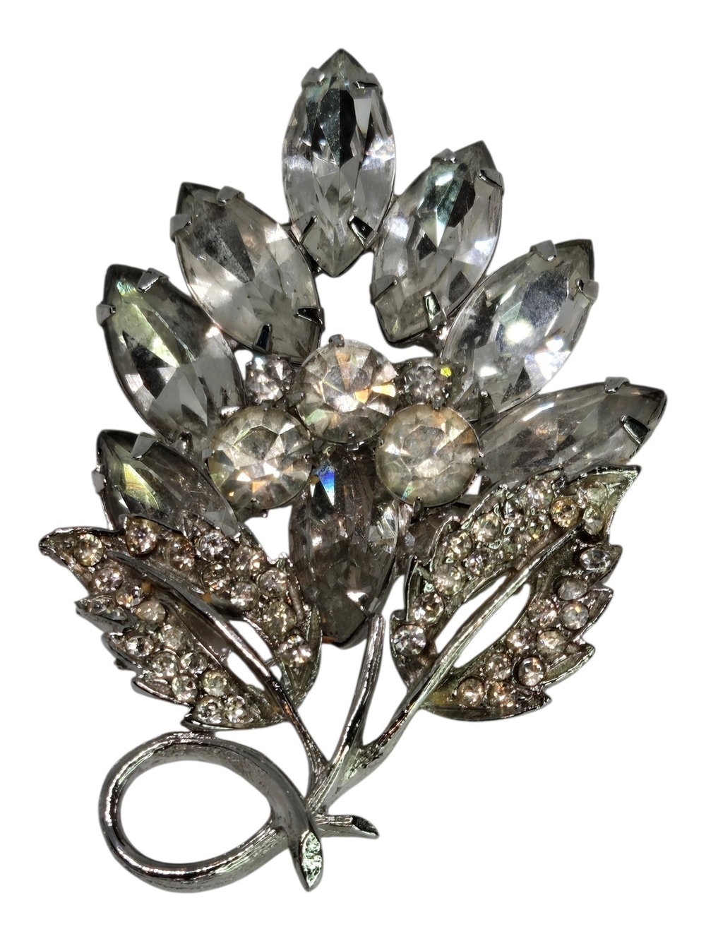 Albert Weiss Clear Austrian Crystal Floral Bouquet Brooch